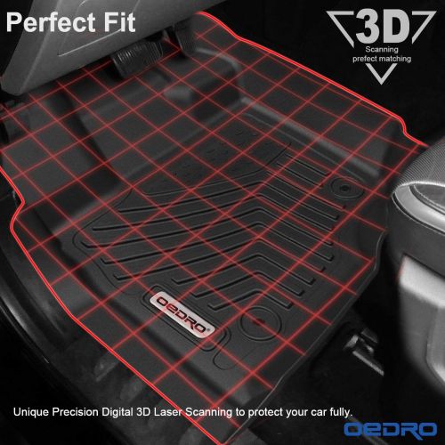  OEdRo oEdRo Floor Mats Liners Compatible for 2015-2019 Ford F-150 SuperCrew Cab- Unique Black TPE All-Weather Guard, Includes 1st & 2nd Front Row and Rear Floor Liner Full Set