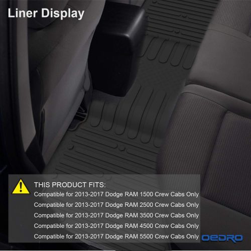  OEdRo oEdRo Floor Mats Liners Compatible for 2013-2018 Dodge Ram 1500-5500 Crew Cab OEM, Includes 1st & 2nd Front Row and Rear Floor Liner Set