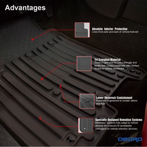  OEdRo oEdRo Floor Mats Liners Compatible for 2013-2018 Dodge Ram 1500-5500 Crew Cab OEM, Includes 1st & 2nd Front Row and Rear Floor Liner Set