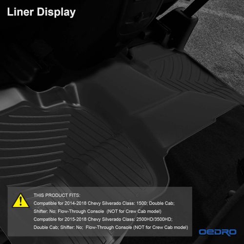  OEdRo oEdRo Floor Mats Liners Compatible for 2014-2018 Silverado/Sierra 1500 Extend/Double Cab,2015-2018 2500/3500 HD Extend/Double Cab,Includes 1st & 2nd Row Front and Rear