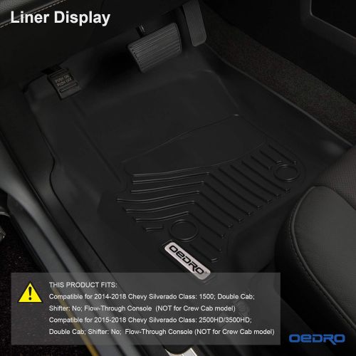  OEdRo oEdRo Floor Mats Liners Compatible for 2014-2018 Silverado/Sierra 1500 Extend/Double Cab,2015-2018 2500/3500 HD Extend/Double Cab,Includes 1st & 2nd Row Front and Rear