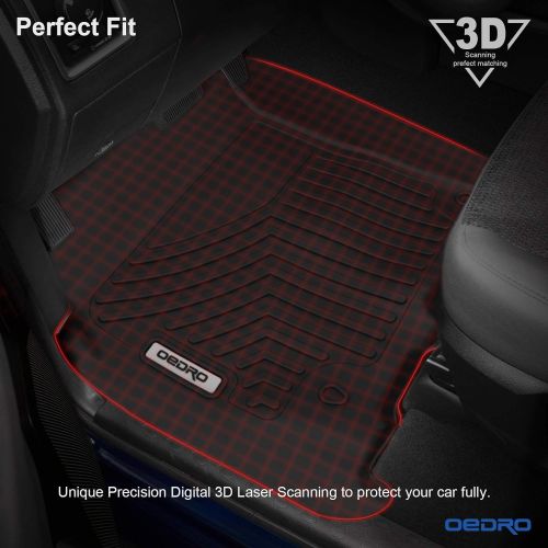  OEdRo oEdRo Floor Mats Fit for 2012-2018 Dodge Ram 1500/2500/3500 Crew Cab, Unique Black TPE All-Weather Guard Includes 1st and 2nd Row: Front, Rear, Full Set Liners