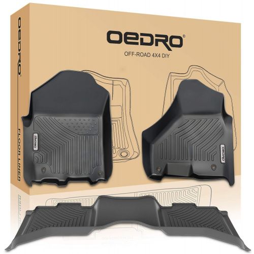  OEdRo oEdRo Floor Mats Fit for 2012-2018 Dodge Ram 1500/2500/3500 Crew Cab, Unique Black TPE All-Weather Guard Includes 1st and 2nd Row: Front, Rear, Full Set Liners