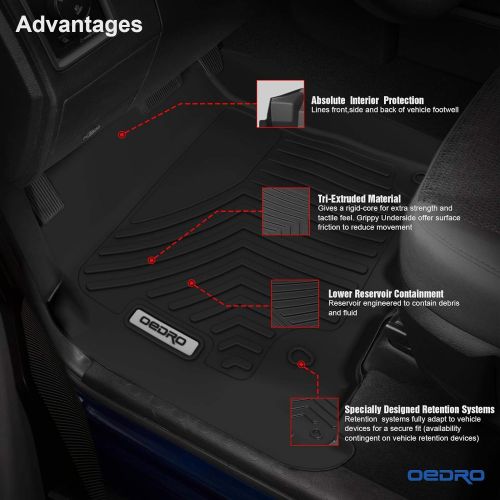  OEdRo oEdRo Floor Mats Fit for 2012-2018 Dodge Ram 1500/2500/3500 Crew Cab, Unique Black TPE All-Weather Guard Includes 1st and 2nd Row: Front, Rear, Full Set Liners