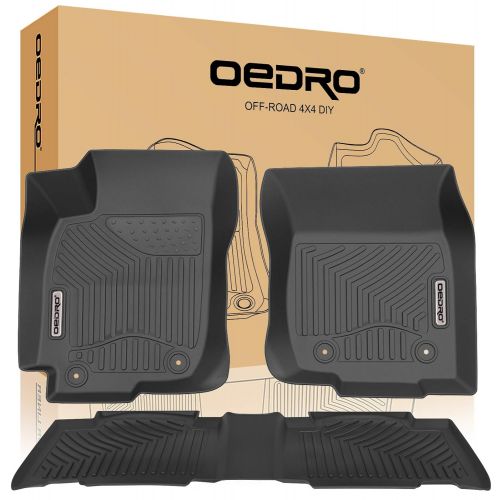  OEdRo oEdRo Floor Mats Fit for 2013-2018 Toyota RAV4, Unique Black TPE All-Weather Guard Includes 1st and 2nd Row: Front, Rear, Full Set Liners(Only Standard Models)