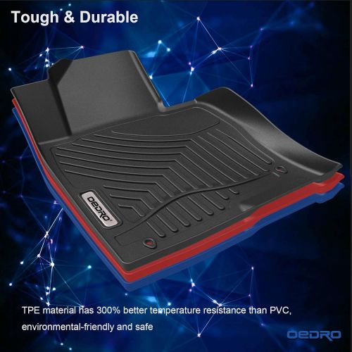  OEdRo oEdRo Floor Mats Fit for 2016-2019 KIA Optima/Hyundai Sonata, Unique Black TPE All-Weather Guard Includes 1st and 2nd Row: Front, Rear, Full Set Liners