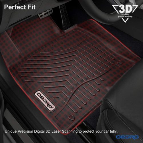  OEdRo oEdRo Floor Mats Fit for 2016-2019 KIA Optima/Hyundai Sonata, Unique Black TPE All-Weather Guard Includes 1st and 2nd Row: Front, Rear, Full Set Liners