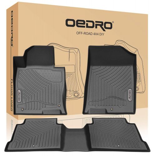  OEdRo oEdRo Floor Mats Fit for 2016-2019 KIA Optima/Hyundai Sonata, Unique Black TPE All-Weather Guard Includes 1st and 2nd Row: Front, Rear, Full Set Liners