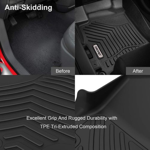  OEdRo oEdRo Floor Mats Fit for 2016-2019 KIA Optima/Hyundai Sonata, Unique Black TPE All-Weather Guard Includes 1st and 2nd Row: Front, Rear, Full Set Liners