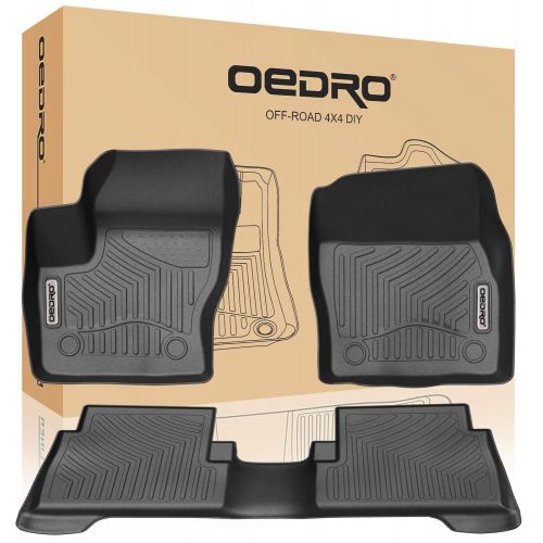  OEdRo oEdRo Floor Mats Fit for 2015-2019 Ford Escape, Unique Black TPE All-Weather Guard Includes 1st and 2nd Row: Front, Rear, Full Set Liners