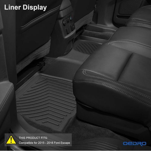  OEdRo oEdRo Floor Mats Fit for 2015-2019 Ford Escape, Unique Black TPE All-Weather Guard Includes 1st and 2nd Row: Front, Rear, Full Set Liners