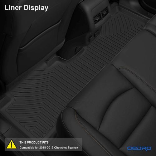  OEdRo oEdRo Floor Mats Compatible for 2018-2019 Chevrolet Equinox, Unique Black TPE All-Weather Guard Includes 1st and 2nd Row: Front, Rear, Full Set Liners