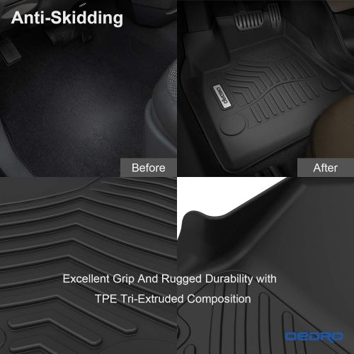  OEdRo oEdRo Floor Mats Compatible for 2018-2019 Chevrolet Equinox, Unique Black TPE All-Weather Guard Includes 1st and 2nd Row: Front, Rear, Full Set Liners