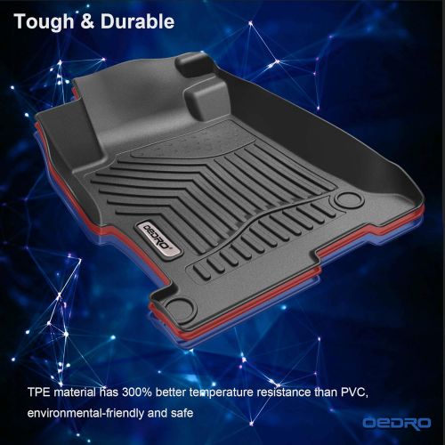  OEdRo oEdRo Floor Mats Fit for 2013-2017 Honda Accord Sedans, Unique Black TPE All-Weather Guard Includes 1st and 2nd Row: Front, Rear, Full Set Liners