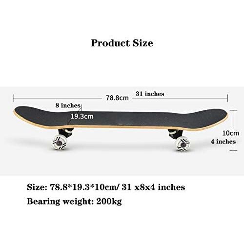  OFFA 31 Inch Longboard Deck Complete Cruiser, 7 Layers Maple Longboard,Skateboard for Gift for Adult Kids Teens Beginner (Color : C)