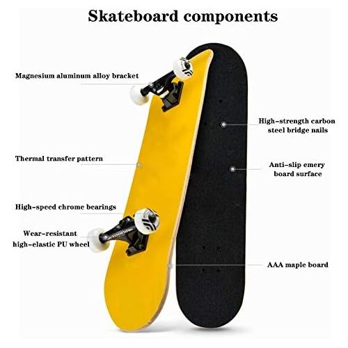  OFFA 31 Inch Longboard Deck Complete Cruiser, 7 Layers Maple Longboard,Skateboard for Gift for Adult Kids Teens Beginner (Color : C)