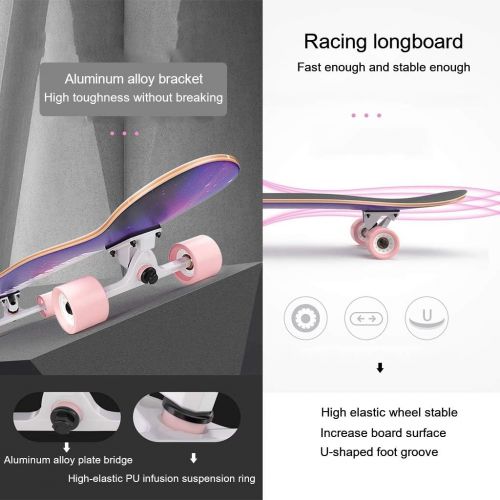  OFFA 42x10 Inch Skateboards Deck,longboards Cruiser Skateboards, Longboard Complete Beginners Men Girls Teens Adults, 9 Layer Maple Double Kick Deck Concave Skateboard for Extreme