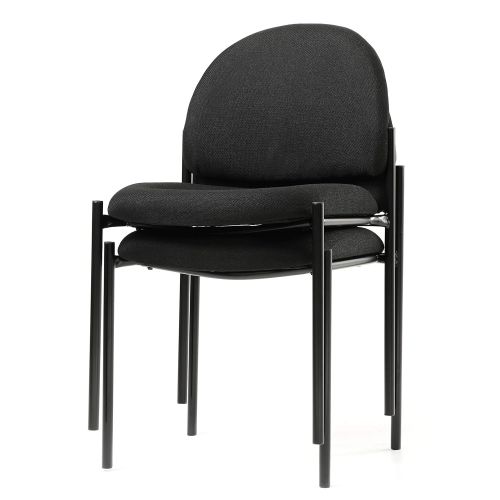  OFFICE FACTOR Stackable Guest Chair, Fabric Upholstered Waiting Room Chair for Business, Doctor’s Office, Lobbies, Extra Seating (Black-Fabric NO ARMS)