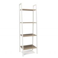 OFM Essentials 4-Shelf Ladder Bookcase - Modern Free Standing Bookshelf, Natural/White (ESS-1045-WHT-NAT)