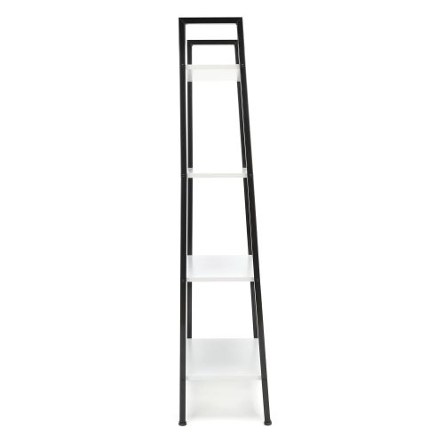  OFM Essentials 4-Shelf Ladder Bookcase - Modern Free Standing Bookshelf, Natural/White (ESS-1045-WHT-NAT)