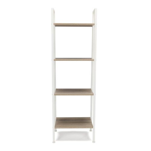  OFM Essentials 4-Shelf Ladder Bookcase - Modern Free Standing Bookshelf, Natural/White (ESS-1045-WHT-NAT)