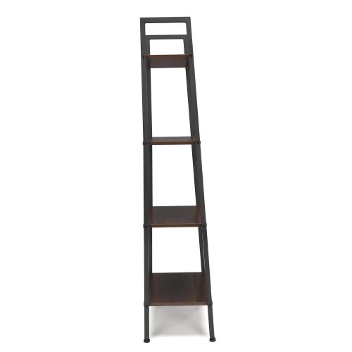  OFM Essentials 4-Shelf Ladder Bookcase - Modern Free Standing Bookshelf, Natural/White (ESS-1045-WHT-NAT)