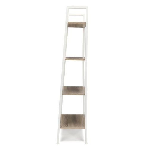  OFM Essentials 4-Shelf Ladder Bookcase - Modern Free Standing Bookshelf, Natural/White (ESS-1045-WHT-NAT)