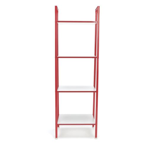  OFM Essentials 4-Shelf Ladder Bookcase - Modern Free Standing Bookshelf, Natural/White (ESS-1045-WHT-NAT)