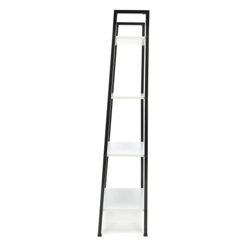  OFM Essentials 4-Shelf Ladder Bookcase - Modern Free Standing Bookshelf, Natural/White (ESS-1045-WHT-NAT)