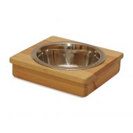 OFTO Raised Dog Single or Double Bowls - Solid Wood Cat and Dog Bowl Stands, NO ASSEMBLY REQUIRED! Stainless Steel Bowl(s) Large, Medium, and Universal Sizes - Eco-Friendly and Non-Toxi