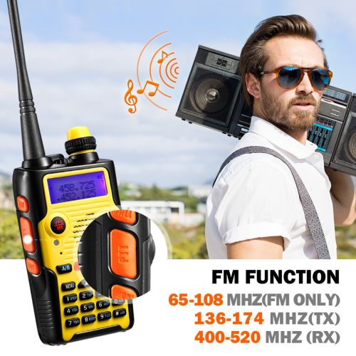  OGL Two Way Radio 8 Watt 2800mAh Rechargeable Large Battery FCC Dual Band VHF 136-174MHz UHF 400-520MHz Long Range Water Resistant 128 Channels Walkie Talkie Earpiece Full Kit (Upgrade