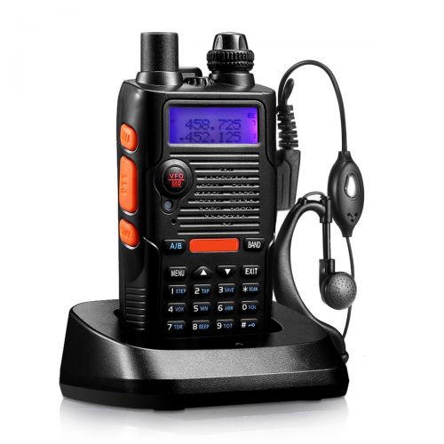 OGL Two Way Radio 8 Watt 2800mAh Rechargeable Large Battery FCC Dual Band VHF 136-174MHz UHF 400-520MHz Long Range Water Resistant 128 Channels Walkie Talkie Earpiece Full Kit (Upgrade