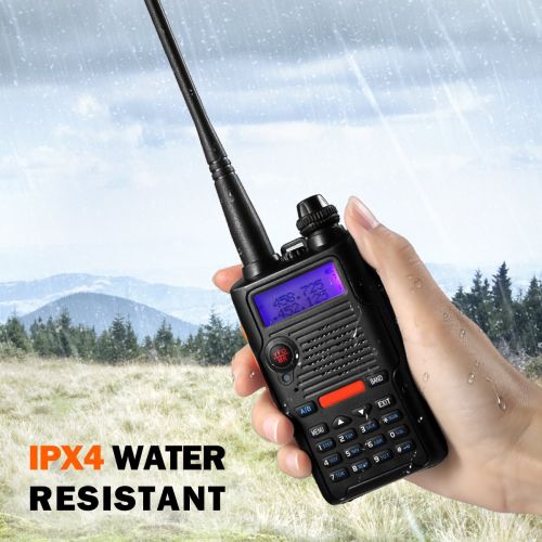  OGL Two Way Radio 8 Watt 2800mAh Rechargeable Large Battery FCC Dual Band VHF 136-174MHz UHF 400-520MHz Long Range Water Resistant 128 Channels Walkie Talkie Earpiece Full Kit (Upgrade