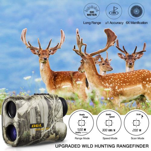  OGL Hunting Rangefinder 6X Pro Laser Range Finder Accurate Speed and Range Mode with Scan 540 Yards Monocular with LCD Display Wild Hunter 500