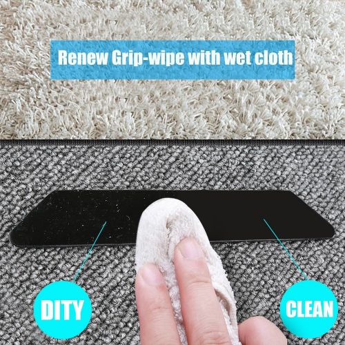  OGORI Rug Gripper, Non Slip Sticker Carpet Pad With Anti Curling, Multi Purpose Reusuable No residue Gel Pads for Office Kitchen Bathroom, 8 Pcs (White)