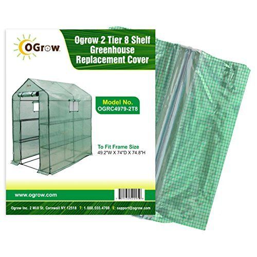  oGrow 49.2 x 74 x 74.8-Inch 2-Tier 8-Shelf Greenhouse Replacement Cover by OGrow