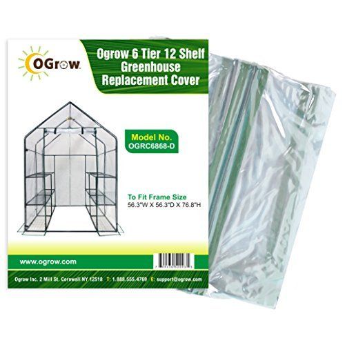  oGrow 56.3 x 56.3 x 76.8-inch 6-Tier 12-Shelf Greenhouse Replacement Cover by OGrow