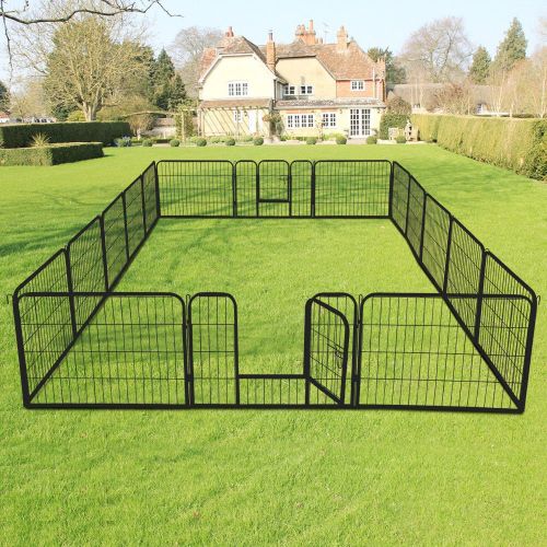  OHOJIDA OHO 16 Panel Heavy Duty Indoor Outdoor Metal Cage Crate Pet Dog Cat Duck Rabbits Fence Exercise Playpen Kennel