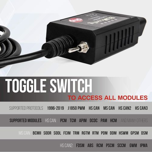  OHP ELMconfig FORScan OBD2 USB Adapter for Windows, Ford Diagnostic ELM327 Coding Tool with MS-CAN / HS-CAN Switch