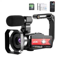 OIEXI Video Camera 4K Camcorder Vlog Camera for YouTube, HD Digital Camera with 16X Digital Zoom and Night Vision, Video Recorder with Microphone (32GB SD Card, 2 Batteries Include