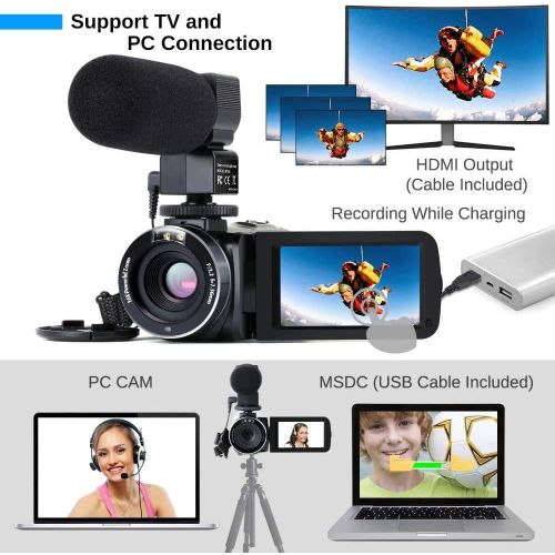  [아마존베스트]OIEXI 4K Camcorder Vlogging Camera for YouTube Ultra HD 4K 48MP Video Camera with Microphone & Remote Control WiFi Digital Camera 3.0 IPS Touch Screen