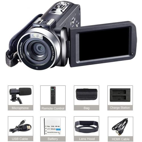  [아마존베스트]OIEXI 4K Camcorder Vlogging Camera for YouTube Ultra HD 4K 48MP Video Camera with Microphone & Remote Control WiFi Digital Camera 3.0 IPS Touch Screen