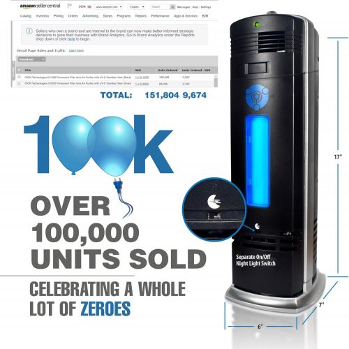  Visit the OION Technologies Store OION Technologies B-1000 Permanent Filter Ionic Air Purifier Pro Ionizer with UV-C Sanitizer, New (Black)