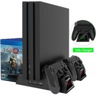 [아마존 핫딜]  [아마존핫딜]OIVO Regular PS4/ PS4 Slim/ PS4 Pro Cooler, Multifunctional Vertical Cooling Stand, PS4 Controller Charger with LED Indicators,Charging Dock Station with 12PCS Games Storage for PS