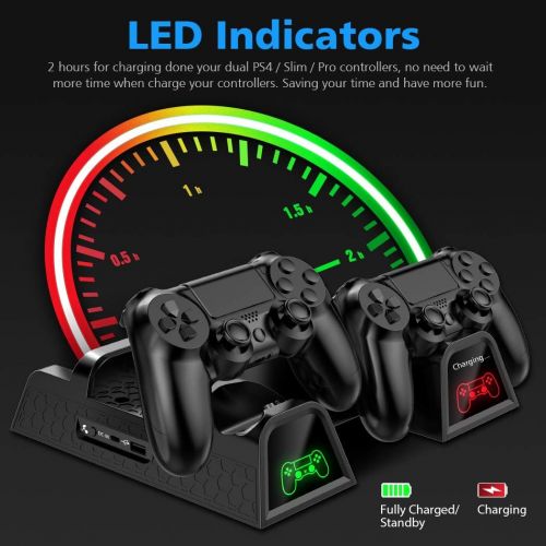  [아마존 핫딜]  [아마존핫딜]OIVO Regular PS4/ PS4 Slim/ PS4 Pro Cooler, Multifunctional Vertical Cooling Stand, PS4 Controller Charger with LED Indicators,Charging Dock Station with 12PCS Games Storage for PS