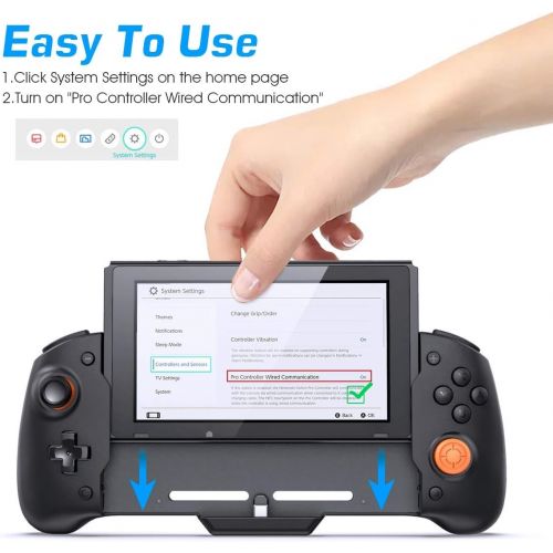  OIVO Switch Controller Grip Compatible with Nintendo Switch， Switch Pro Controller with Comfort Grip， 6 Gyro Axis& Double Motor Vibration for Switch Handheld Mode