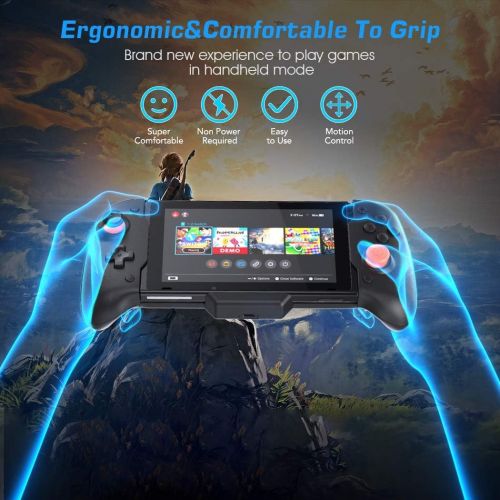  OIVO Switch Controller Grip Compatible with Nintendo Switch， Switch Pro Controller with Comfort Grip， 6 Gyro Axis& Double Motor Vibration for Switch Handheld Mode