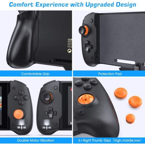  OIVO Switch Controller Grip Compatible with Nintendo Switch， Switch Pro Controller with Comfort Grip， 6 Gyro Axis& Double Motor Vibration for Switch Handheld Mode