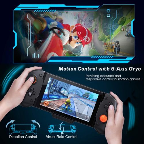  OIVO Switch Controller Grip Compatible with Nintendo Switch， Switch Pro Controller with Comfort Grip， 6 Gyro Axis& Double Motor Vibration for Switch Handheld Mode