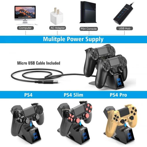  [아마존베스트]PS4 Controller Charger Station, OIVO Playstation 4 Controller Charging Dock Station, Built-in 1.8H Fast-Charging Chip